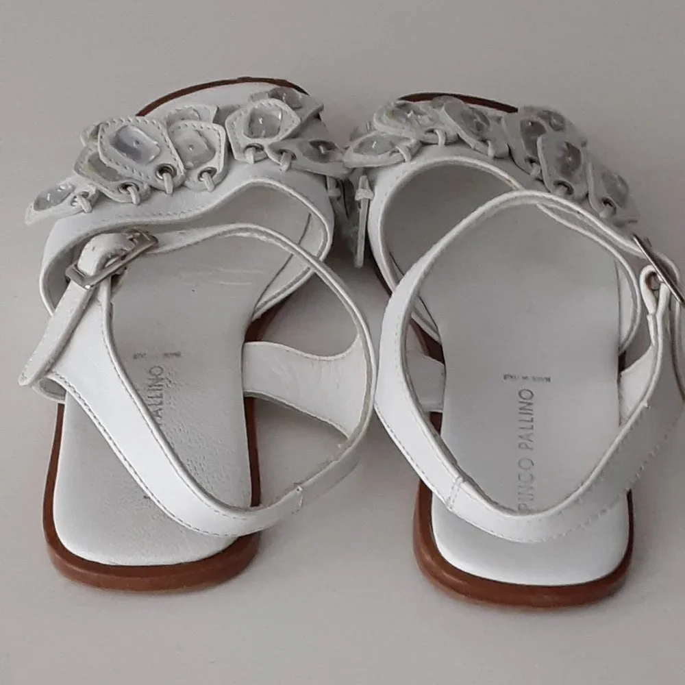 Pinco Pallino little girl ivory jeweled sandals size 30 / US 12